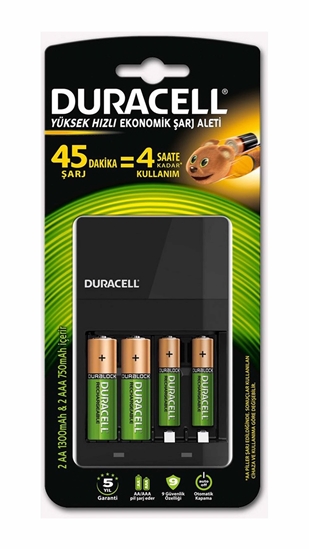 Picture of Duracell CEF14 Charger with 2 AA Batteries - 2 AAA Slim Batteries 