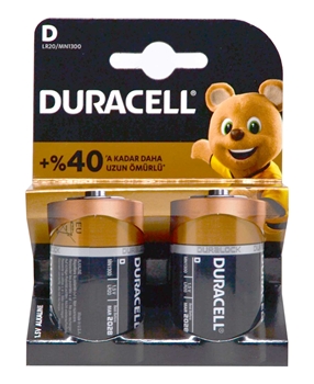 XDuracell D 2'li Kart Büyük Boy Pil Yeni Paket Duracell, D pil, Büyük Boy Pil, büyük pil