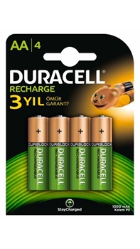 Duracell Rechargable Battery AA 4's 1300 mAh  Picture of Duracell Rechargable Battery AA 4's 1300 mAh