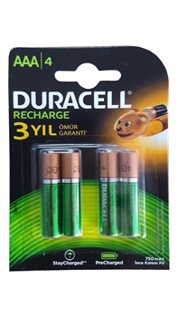 Duracell Rechargable Battery AAA 4's 750 mAh  Picture of Duracell Rechargable Battery AAA 4's 750 mAh