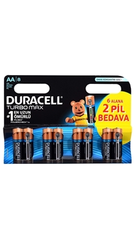 Duracell Turbo Max AA Battery 6 + 2 Economic Package duracell, durasel, duracel, aa pil, kalem pil, aa kalem pil, duracell turbo max pil, duracell aa turbo max pil satın al, duracell aa turbo max pil fiyat