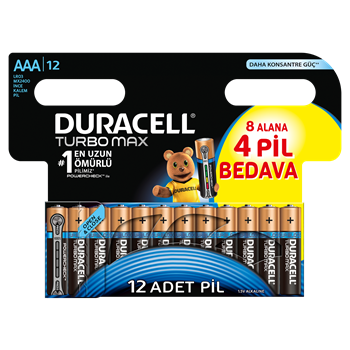 P-Duracell Turbo Max AAA İnce Kalem Pil Avantajlı Paket 12'li Picture of P-Duracell Turbo Max AAA İnce Kalem Pil Avantajlı Paket 12'li