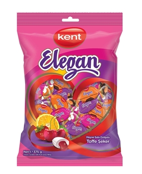 P-Elegan Meyve Sulu Dolgulu Toffe Şeker 375 gr x 10'lu Koli elegan, kent şeker, meyveli şeker, şeker