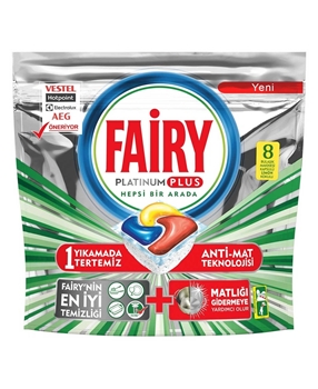 Fairy Dishwasher Capsule Platinum Plus 8's fairy, bulaşık makinesi kapsülü, fairy platinium tablet, bulaşık makinesi tableti
