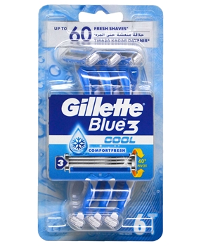 Gillette Blue 3 Cool Comfortfresh Razor 6 Pack gillette, blue3, tıraş bıçağı, gillette tıraş bıçağı, gillette blue3 cool, gillette blue3 comfort, blue 3, gillette blue 3, jilet