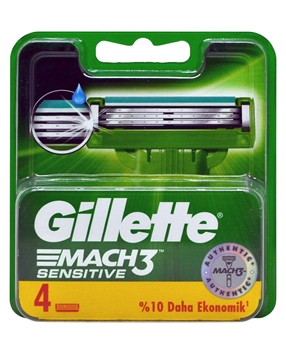 Gillette Mach3 Sensitive Refill Razor Blade 4 Pack gillette, gilete, gillette mach3, mach3, mach 3, mak3, jilet mak 3, jilet, tıraş bıçağı, yedek tıraş bıçağı, Gillette Mach3 yedek tıraş bıçağı fiyat, Gillette Mach3 yedek tıraş bıçağı satın al
