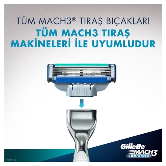 Picture of XGillette Mach3 Turbo Refill Razor Blade 8's Mach3 Sensitive Shaving Gel 200 ml Gift