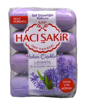 Hacı Şakir El ve Güzellik Sabunu 4x70 gr Bahar Çiçekleri Lavanta hacı şakir, hacı şakir sabun, hacı şakir el sabunu, el sabunu