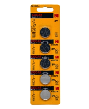 Kodak Lityum Max CR2016 3V Saat Pili 5'li Kartela kodak, pil, saat pili, pul pil, para pil, ince pil, yassı pil, küçük pil, kodak pil, 3v pil, 3 volt pil, saat pili satın al, pil fiyatları