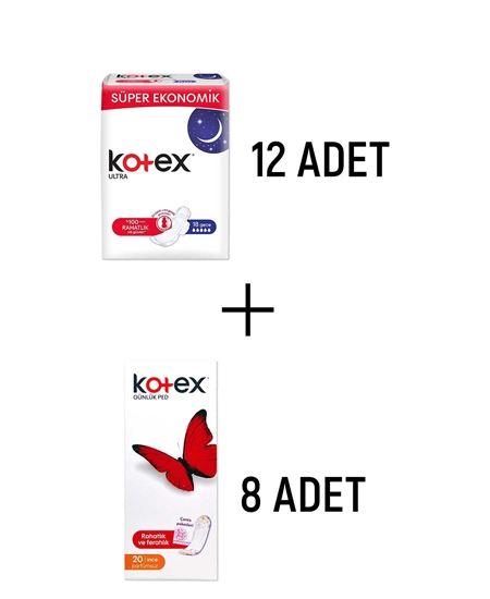 Picture of Kotex Ultra Gece Hijyenik Ped 18'li Paket + 8 Adet 20'li Günlük Ped Hediye