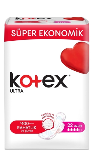 Picture of Kotex Ultra Uzun Hijyenik Ped 22'li Paket + 8 Adet 20'li Günlük Ped Hediye