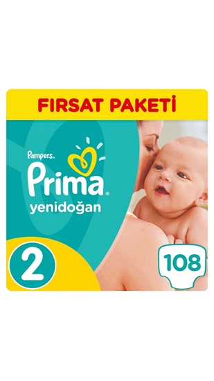 Picture of XPampers Prima Aktif Bebek No:2 Fırsat Paketi Mini Bebek Bezi 108'li