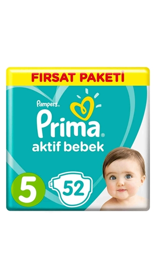 Picture of XPampers Prima Aktif Bebek No:5 Fırsat Paketi Junior Bebek Bezi 52'li