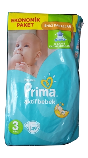 Picture of XPrima Aktif Bebek Midi No:3 6-10 Kg 49'lu Ekonomik Paket Bebek Bezi