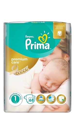 Picture of XPrima Premium Care Yenidoğan Mini No:1 68'li Ekonomik Paket Bebek Bezi