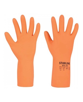 Starline Kauçuk Eldiven STL-55 Turuncu no 9-9,5 	starline, iş eldiveni, kimyasal koruyucu eldiven, kauçuk eldiven, iş kıyafetleri, iş eldivenleri