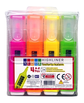 Südor Highliner Fosforlu Kalem 4'lü Paket südor, sudor, Highliner, fosforlu kalem, renkli fosforlu kalem, Highliner kalem, renkli Highliner, keçeli kalem, Highliner keçeli kalem, renkli keçeli kalem, fosforlu keçeli kalem, fosforlu kalem satın al, fosforlu kalem fiyatları