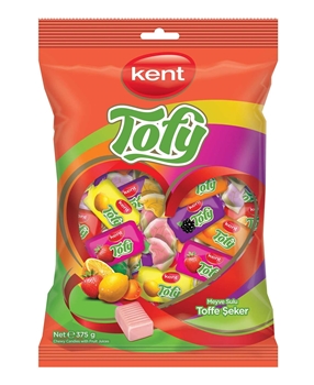P-Tofy Karışık Meyve Aromalı Meyve Sulu Toffe Şeker 375 gr x 10'lu Koli tofy, meyveli şeker, şeker