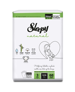 Sleepy 2'li Jumbo Bebek Bezi 68'li Natural Ultra Hassas 3 Midi Picture of Sleepy 2'li Jumbo Bebek Bezi 68'li Natural Ultra Hassas 3 Midi