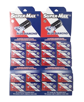 SuperMax Blue Diamond  50'li Kartela Tıraş Jileti Çift Kenarlı Double Edge supermax, tıraş, jilet, tıraş bıçağı, berber bıçağı, berber jileti