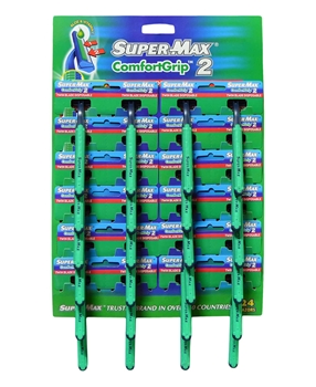 SuperMax Tıraş Bıçağı 48'li (2x24) Kartela ComfortGrip2 supermax, tıraş, jilet, tıraş bıçağı, kullan at tıraş bıçağı, tıraş bıçağı fiyatları, tıraş bıçağı satın al, toptan tıraş bıçağı