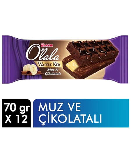 Picture of ÜLKER OLALA WAFFLE KEK ÇİKOLATALI-MUZLU 70GR 12 Lİ