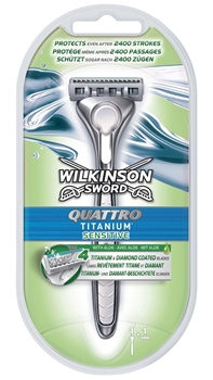 Wilkinson Sword Quattro Titanium Sensitive 1up Tıraş Makinesi Picture of Wilkinson Sword Quattro Titanium Sensitive 1up Tıraş Makinesi
