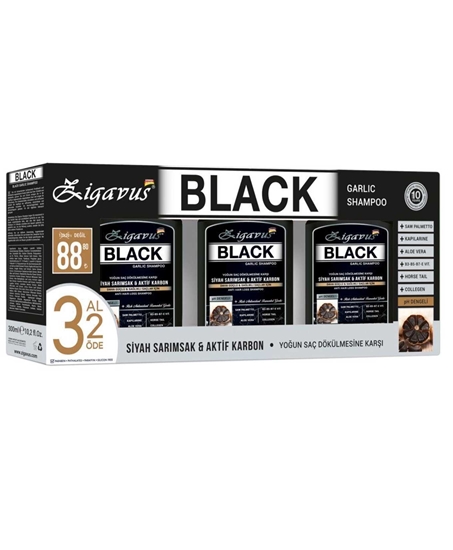 Picture of Zigavus Siyah Sarımsak Şampuan ve aktif karbon Şampuan 300 ml 3 Al 2 Öde x3