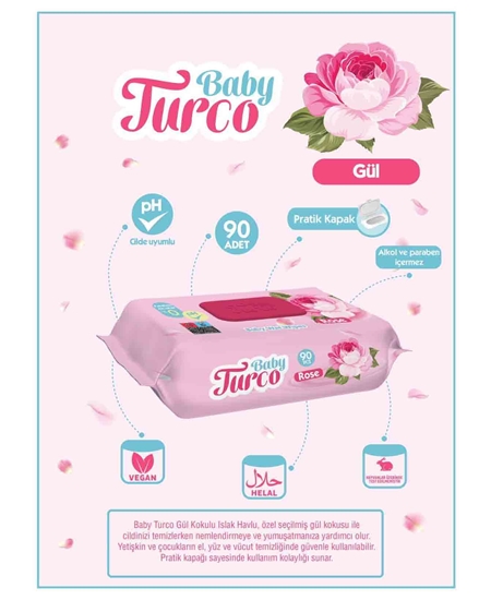 Picture of Baby Turco Bebek Islak Havlu 90'lı Gül