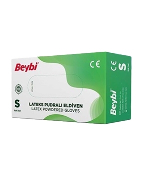 Beybi Muayene Eldiveni 100'lü Kutu Pudralı Küçük Boy Lateks beybi, eldiven, beyaz eldiven, lastik eldiven, laboratuvar eldiveni, muayene eldiveni, ameliyat eldiveni, lateks eldiven, beybi orta boy lateks eldiven satın al, beybi