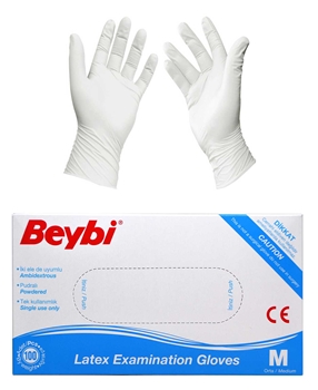 Beybi Muayene Eldiveni 100'lü Kutu Pudralı Orta Boy Lateks beybi, eldiven, beyaz eldiven, lastik eldiven, laboratuvar eldiveni, muayene eldiveni, ameliyat eldiveni, lateks eldiven, beybi orta boy lateks eldiven satın al, beybi orta boy lateks eldiven fiyat