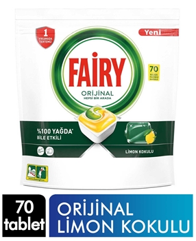 Fairy Dishwasher Tabs All in One 70's Lemon Picture of Fairy Dishwasher Tabs All in One 70's Lemon