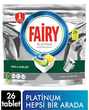 Fairy Dishwasher Tabs 26's Platinum All In One - Lemon Picture of Fairy Dishwasher Tabs 26's Platinum All In One - Lemon
