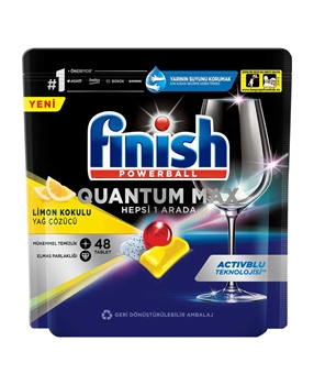 Finish Quantum Max Washing Machine Tabs 48's - Lemon finish, finish powerball, finish quantum, bulaşık tableti, bulaşık makinesi tableti, bulaşık makinesi tablet fiyatları, finiş tablet, bulaşık deterjanı, bulaşık makinesi deterjanı, toptan deterjan