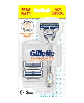Gillette Skinguard Sensitive Razor with 3 Refills Picture of Gillette Skinguard Sensitive Razor with 3 Refills