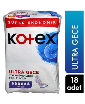 Kotex Ultra Gece Hijyenik Ped 18'li Picture of Kotex Ultra Gece Hijyenik Ped 18'li