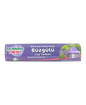Morning Fresh Büzgülü Çöp Poşeti Büyük Boy 10 Lu 65*70 cm Lavanta Kokulu morning fresh, morning fresh büzgülü çöp poşeti, çöp poşeti, büzgülü çöp poşeti, kokulu çöp poşeti, lavanta kokulu çöp poşeti, büyük boy çöp poşeti