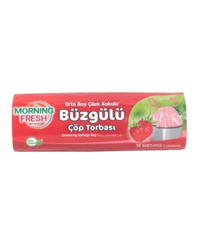 Morning Fresh Büzgülü Çöp Poşeti Orta Boy 10 Lu 55*60 cm Çilek Kokulu morning fresh, morning fresh büzgülü çöp poşeti, çöp poşeti, büzgülü çöp poşeti, kokulu çöp poşeti, çilek kokulu çöp poşeti, orta boy çöp poşeti