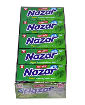 Nazar Sakız 20'li Paket Nane Aromalı Şekersiz nazar, sakız, şekersiz sakız, naneli sakız, nane aromalı sakız