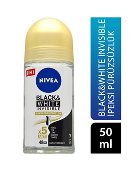 Nivea Roll On Women 50 ml Invisible Black & White Silky Smoothness Picture of Nivea Roll On Women 50 ml Invisible Black & White Silky Smoothness