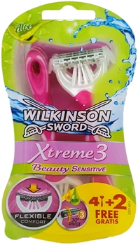 Wilkinson Sword Xtreme3 Beauty Sensitive Woman Shaving Razor 4+2 Picture of Wilkinson Sword Xtreme3 Beauty Sensitive Woman Shaving Razor 4+2