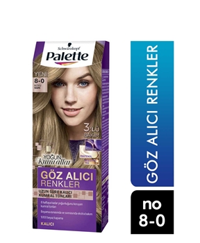 Palette  Saç Boyası 50 ml Göz Alıcı Renkler Açık Kumral 8-0 Tüp Krem Picture of Palette  Saç Boyası 50 ml Göz Alıcı Renkler Açık Kumral 8-0 Tüp Krem