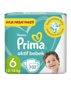 Prima Aktif Bebek Bezi Extra Large Aylık Fırsat Paketi No:6 102'li Picture of Prima Aktif Bebek Bezi Extra Large Aylık Fırsat Paketi No:6 102'li