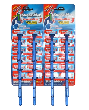 SuperMax Tıraş Bıçağı 48'li (2x24) Kartela ComfortGrip3 supermax, tıraş, jilet, tıraş bıçağı, kullan at tıraş bıçağı, tıraş bıçağı fiyatları, tıraş bıçağı satın al, toptan tıraş bıçağı