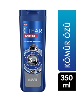 Clear Şampuan 350 ml  Men 3 In 1 Şampuan & Duş Jeli Arındırıcı Kömür Saç Yüz Vücut Için Picture of Clear Şampuan 350 ml  Men 3 In 1 Şampuan & Duş Jeli Arındırıcı Kömür Saç Yüz Vücut Için