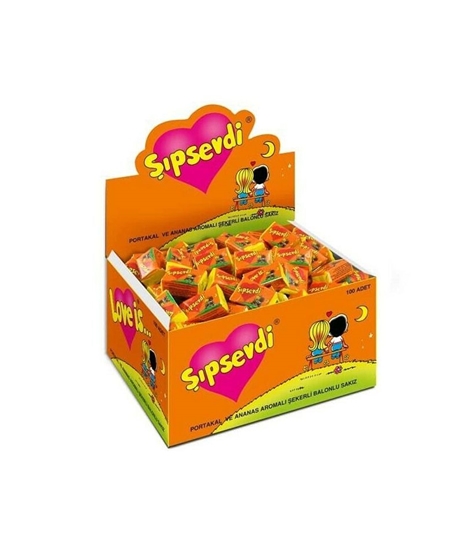 Picture of Şıpsevdi Sakız 100'lü Paket Portakal ve Ananas Aromalı Şekerli Balonlu