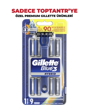 Gillette Blue3 Hybrid  Handle + 9 Shaving Refill Blades gillette, gilette, jilet, jilette blue3, blue 3, blu3, bulu 3, tıraş bıçağı, gillette tıraş bıçağı, blue3 hibrit, blue3 hybrid, blue3 smart, gillette blue3 cool, gillette blue3 comfort, blue 3, gillette blue 3, gillette blue 3 1up, gillette blue3 tıraş makinesi fiyat, gillette blue3 tıraş makinesi satın al