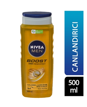 Nivea Men Shower Gel 500ml Boost nivea, nivea men, nivea men duş jeli, erkek duş jeli, vücut şampuanı, yüz şampuanı, nivea men boost ,duş jeli 500 ml satın al, nivea men duş jeli 500 ml fiyat