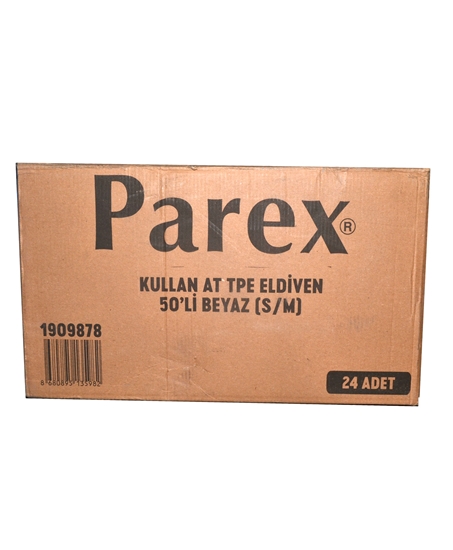 Picture of Parex Kullan-At TPE Eldiven Beyaz Renk Küçük-Orta Boy 50'li Kutu