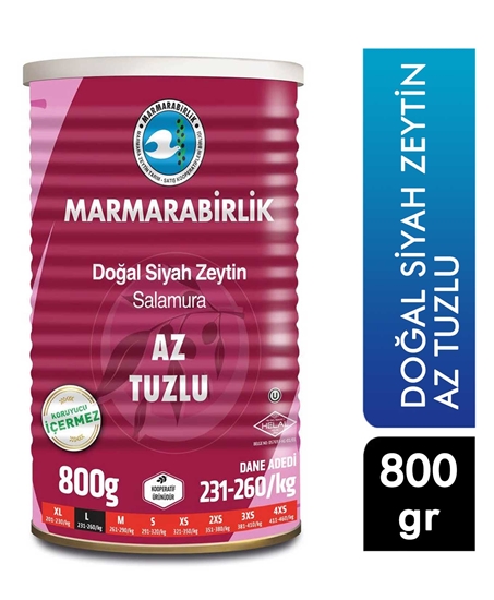Picture of Marmara Birlik Hiper Az tuzlu Teneke Siyah Zeytin 800 gr